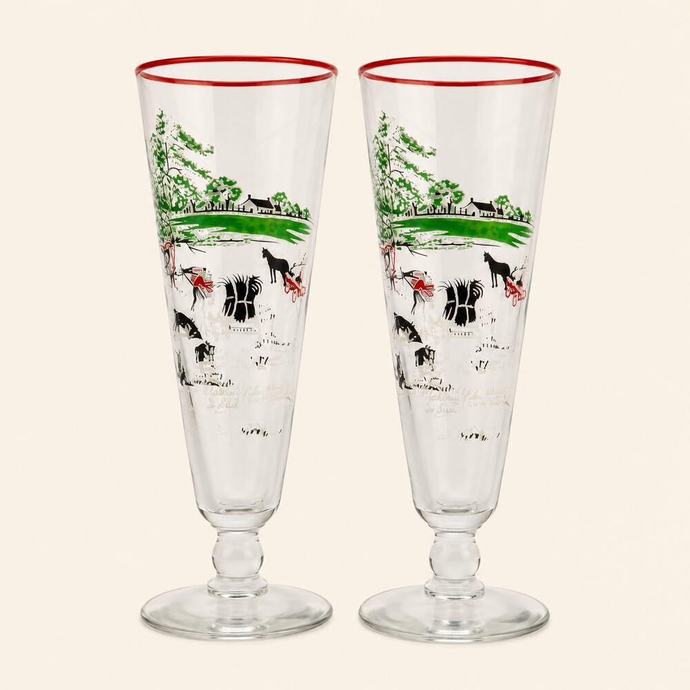 Vintage Libbey Currier & Ives Making Hay Pilsner Glasses – Set of 2